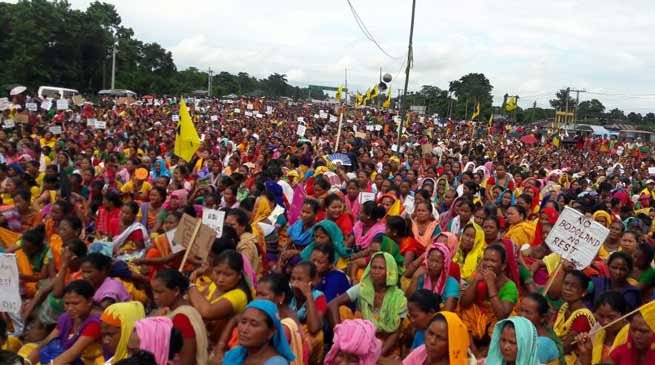 Bodo Women's blockades National Highway at Kajalgaon and Orang