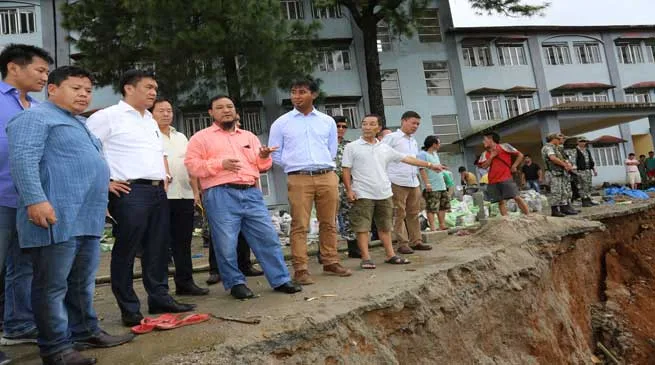 Itanagar- CM Khandu Visits Landslide Site Near AG Building