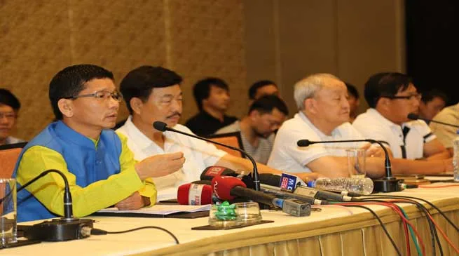 Kalikho Pul Address a Press Conference With 43 MLAs