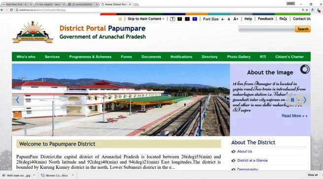 Arunachal Pradesh- New Website of Papum Pare District Launched