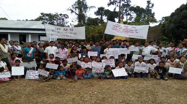 Anti-drug rally organised by the Nongtaw Shyam Youth Association