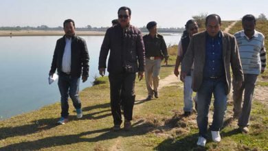 Chowna Mein inspected Flood Protection Works in Mahadevpur