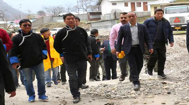 Khandu Visits Sumbachu Hydro Power Project at Zemithang