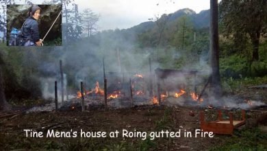 Tine Mena house at Roing gutted in Fire