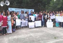 Itanagar- AASBMEA stages sit-in Dharna at Indira Gandhi Park