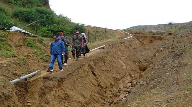Techi Kaso inspected damaged roads and Landslide  in Itanagar