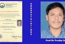 Prof Dr Pradip Lingfa of NERIST conferred " Distinguished Faculty in Engineering "