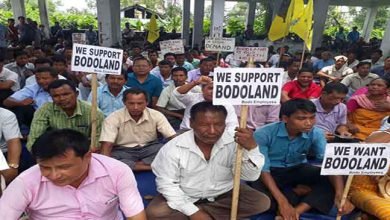 Bodo Employees sitting on dharna demanding Bodoland