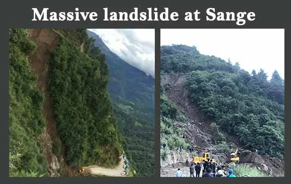 Massive landslide at Sange in West Kameng