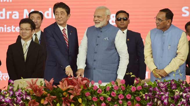 India's first Bullet Train:  PM Modi and Japanese PM Abe lays foundation