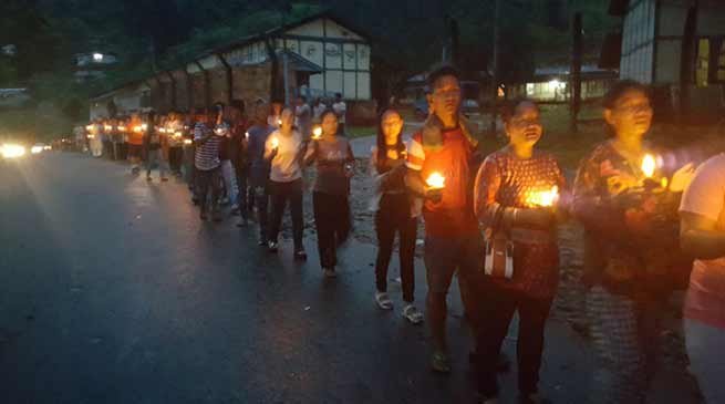Bhalukpong: Candle March for Late Toko Yame
