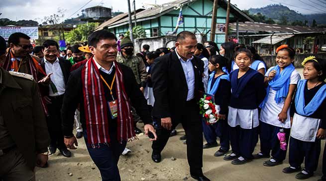  CM khandu expresses shock over the dilapidated condition of school in Daporijo