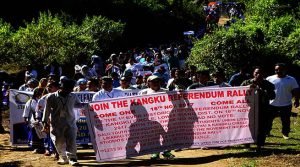 Rally with Slogan “No road no vote” at Kangku