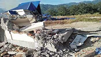 Assam officials demolished tourist lodges at Assam-Arunachal border