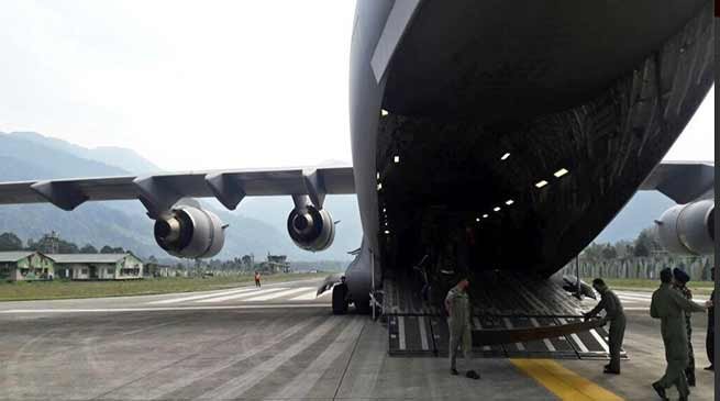 Arunachal : IAF C-17 Globemaster Landed at Tuting Airfield 