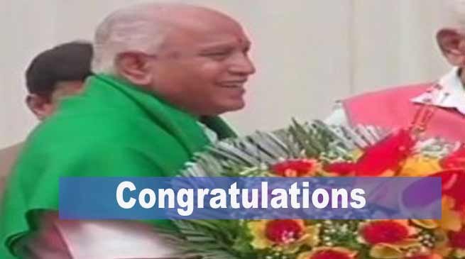 Arunachal CM congratulates B S Yeddyurappa