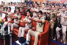 International Yoga Day- ITBP officials practicing yoga in uniform, boot and belt on waist