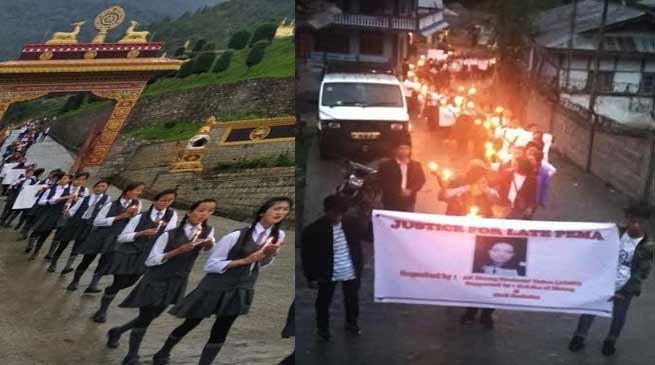 Arunachal: candle light march in memory of late Pema at Dirang