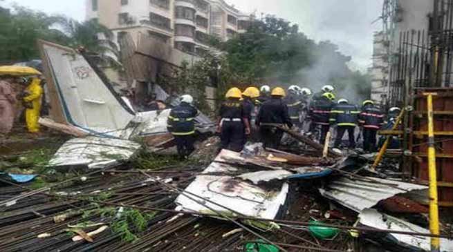 Mumbai- Charted plane crashes in Ghatkopar, 5 dead