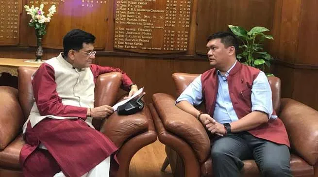 Khandu requests Goyal to expedite railway projects in Arunachal Pradesh