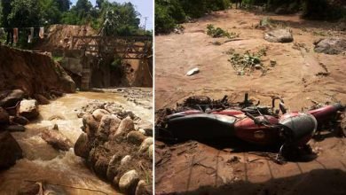 Itanagar :  Heavy rain damaged land protection wall, washes away two wheelers at Modirijo colony