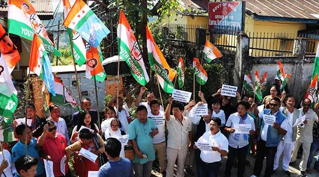 Arunachal:  APCC protest outside CBI office in Itanagar