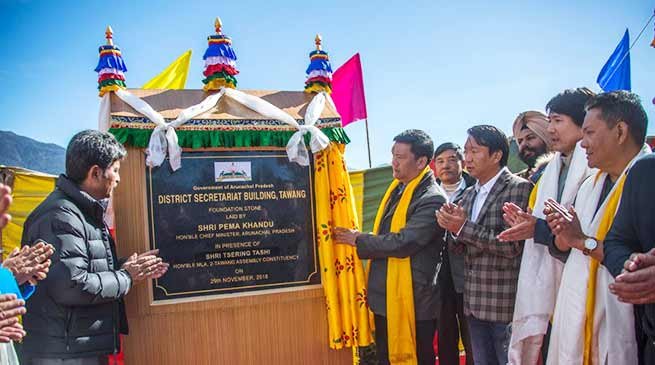 Arunachal: Khandu lays foundation stone for Tawang district secretariat building