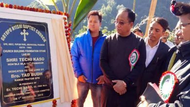 Arunachal: Kaso lays foundation stone of Baptist church  building at Sagalee