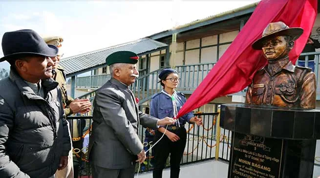 Arunachal Governor unveils bust statue of Martyr Mihin Bagang