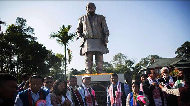 Arunachal CM unveil statue of Late Dr Bhupen Hazarika at Bolung