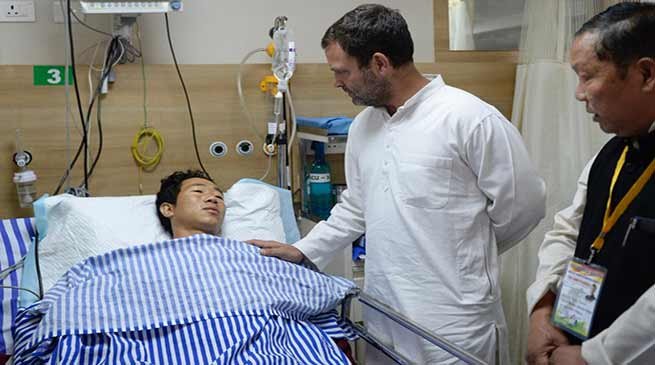 Congress president Rahul Gandhi Meets Arunachal Violence Hit Patients