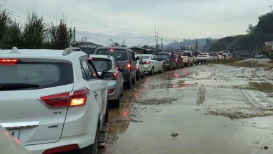 Assam: Pathetic road condition created massive traffic jam