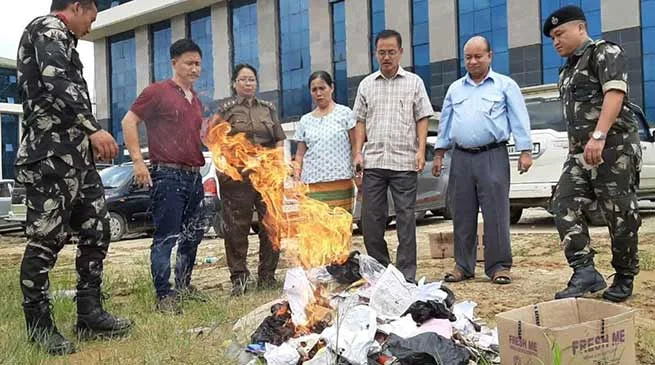 AP Secretariat Admin destroys 45 Kgs Seized Tobacco products worth Rs 50 thousand 