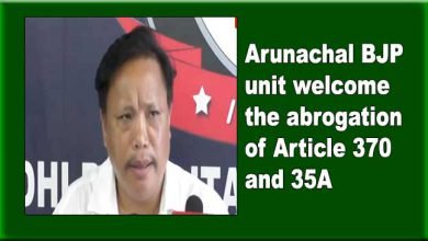 Arunachal BJP unit welcome the abrogation of Article 370 and 35A