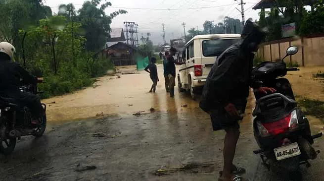 Itanagar: Heavy rainfalls triggers mudslides, water logging in twin capital city