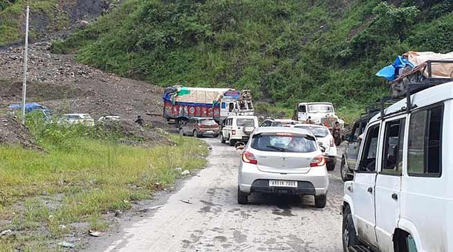 A highway where people facing landslides, traffic jam everyday