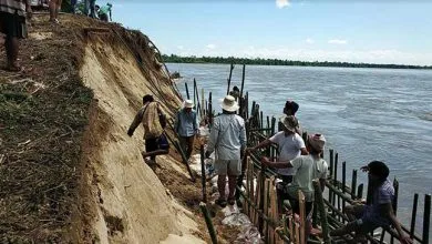 Arunachal: Villagers carrying out flood control measures to save Mebo Dhola Road