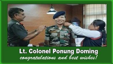 Major Ponung Doming, First woman from Arunachal promoted to the rank of Lt. Colonel
