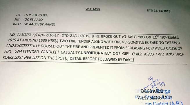 Arunachal: 6 house gutted, one minor injured in fire incident at Aalo