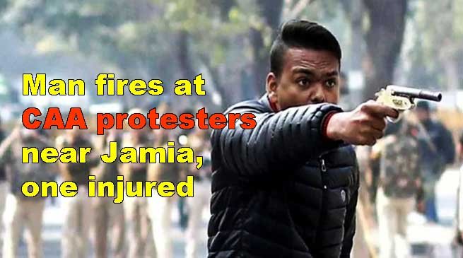 Man fires at CAA protesters  near Jamia, one injured