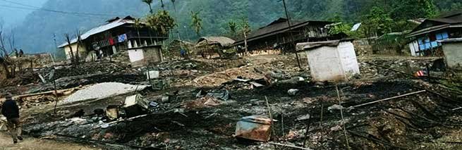 6 dwelling houses gutted in fire mishap at Rina village in Lower Siang