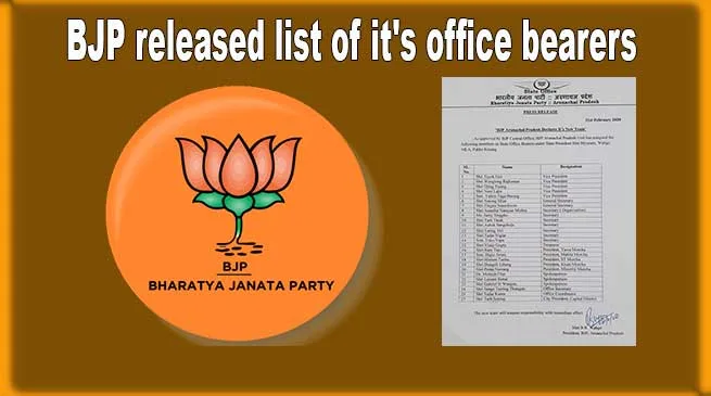 Arunachal: State BJP released list of it's new office bearers
