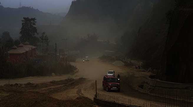 Itanagar: Dust Storm like scene along under construction NH-415