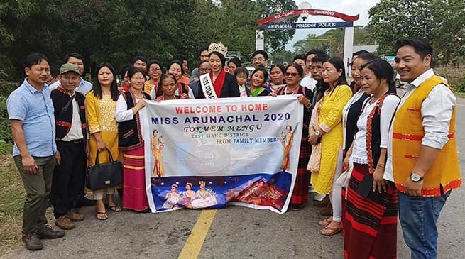 Kingfisher Miss Arunachal, Tokmem Mengu receives rousing welcome back home