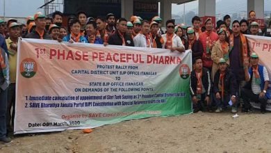 Itanagar: Capital BJP workers protest demanding removal of Tarh Soping as president 