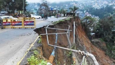 Itanagar:  Portion of T T Marg collapse due to heavy rainfall