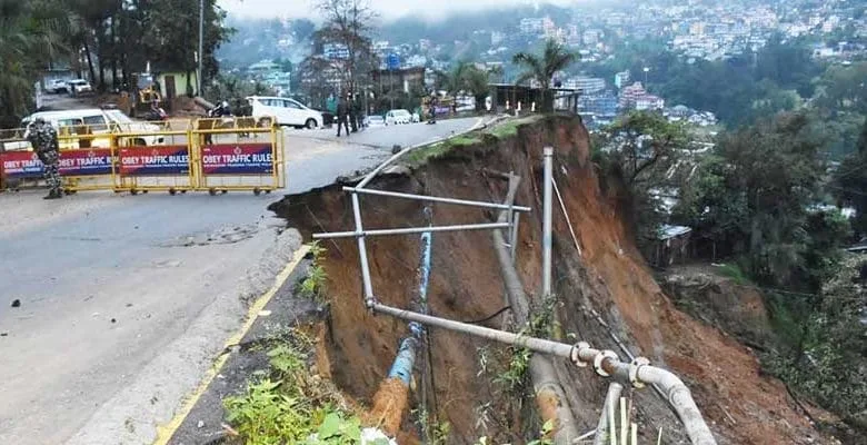 Itanagar:  Portion of T T Marg collapse due to heavy rainfall