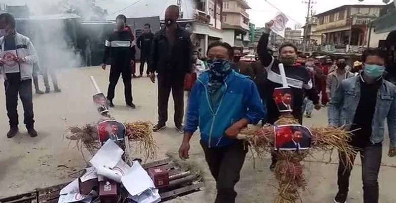 Arunachal: BTSM protest against China in Bomdila
