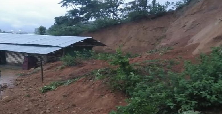 Itanagar- house damaged due to landslide in Senyik Colony