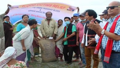 Arunachal: AMBK distributes food grains to flood affected people at Bera Chapori, Memberchuk and Galighat in Assam